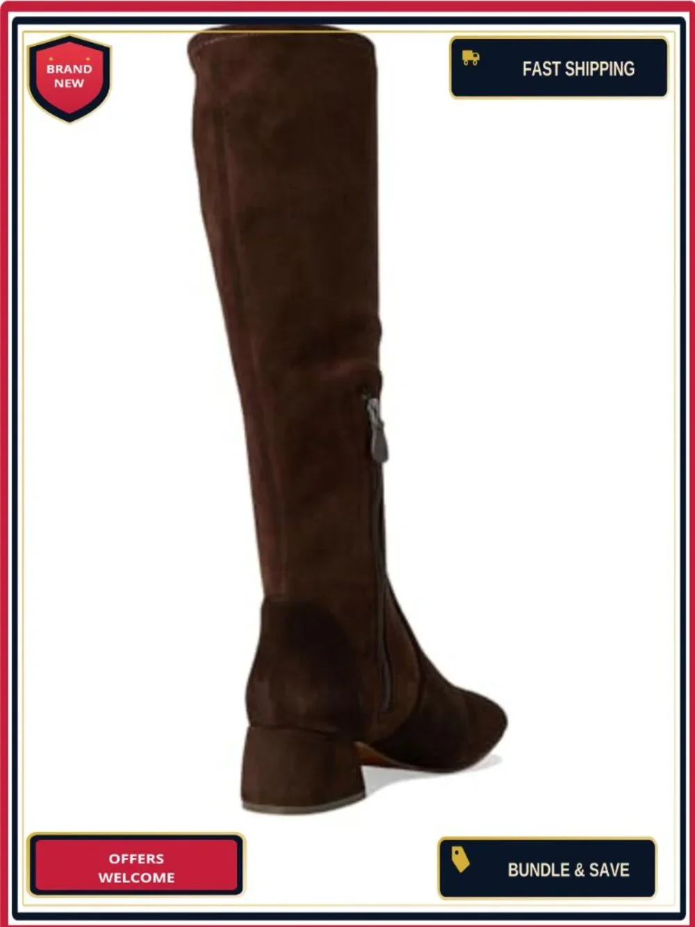 Knee High Suede Pull-On Stretch Boots Comfort Insole Block Heel